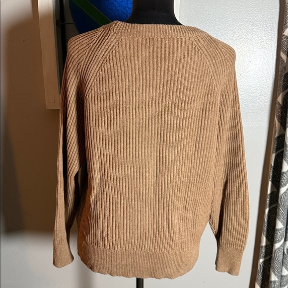 J Crew 100% Cashmere Tan Rib Knit Sweater SZ M - Picture 4 of 6